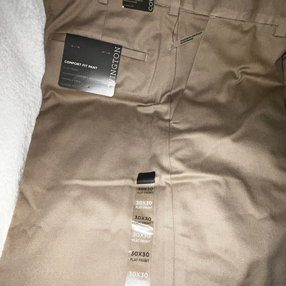 Covington Tan Dress Pants with Cotton Blend Fabric